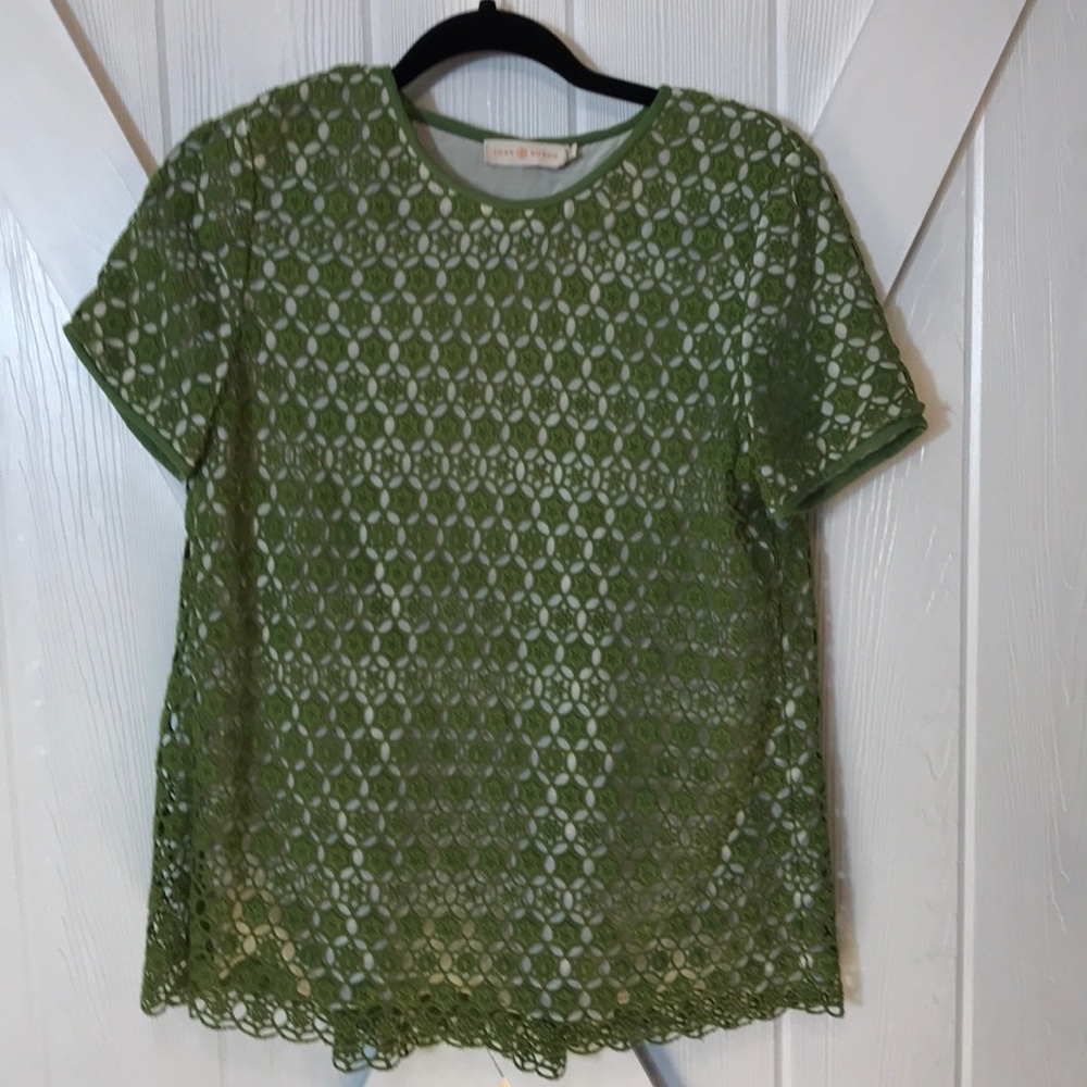Tory Burch Green Lace Blouse